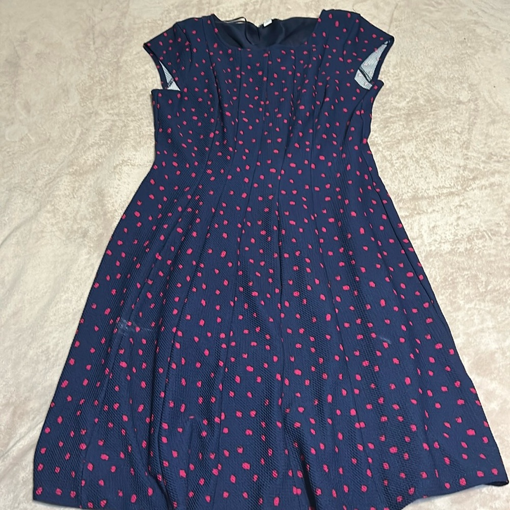 ELLE brand navy dress with pink dots (large)